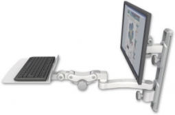 ICW EV65-T19D-KP12F-A1-MW LCD mount, 19" Track, two arms, a 12" KB, 11" arm, White