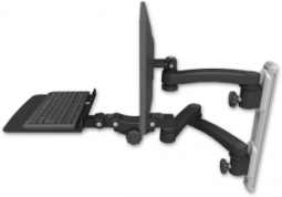 ICW EV65-T19D-KP12F-A3-WB LCD mount, 19" Track, two arms, a 12" KB, 11" arm, 20" two arms, Black