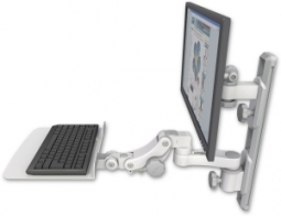 ICW EV65-T19D-KP12F-AS1-MW LCD mount, 19" Track, two arms, a 12" KB, 6" arm, White