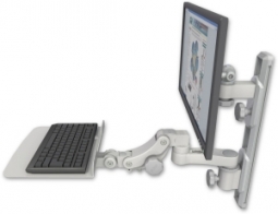 ICW EV65-T19D-KP12F-AS1-QG LCD mount, 19" Track, two arms, a 12" KB, 6" arm, Gray