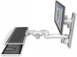 ICW EV65-T19D-KPB-A1-MW LCD mount, 19" Track, two arms, KB, 11" arm, White