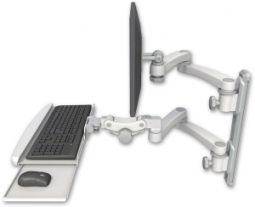 ICW EV65-T19D-KPB-A4-MW LCD mount, 19" Track, two arms, KB, two 20" two arms, White