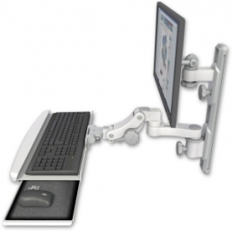 ICW EV65-T19D-KPB-AS1-MW LCD mount, 19" Track, two arms, KB, 6" arm, White