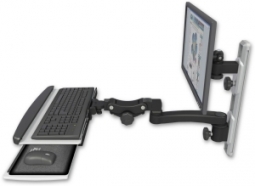 ICW EV65-T19D-KPP-A1-WB LCD mount, 19" Track, two arms, HDPE KB, 11" arm, Black