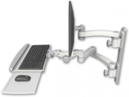 ICW EV65-T19D-KPP-A3-MW LCD mount, 19" Track, two arms, HDPE KB, 11" arm, 20" two arms, White