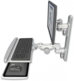 ICW EV65-T19D-KPP-MW LCD mount, 19" Track, two arms, HDPE KB, White