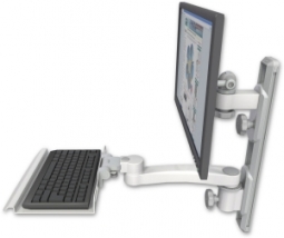 ICW EV65-T19D-KU12-A1-MW LCD mount, 19" Track, two arms, a 12" KB, 11" arm, White