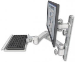 ICW EV65-T19D-KU12-A2-MW LCD mount, 19" Track, two arms, a 12" KB, 20" two arms, White