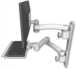 ICW EV65-T19D-KU12-A3-MW LCD mount, 19" Track, two arms, a 12" KB, 11" arm, 20" two arms, White