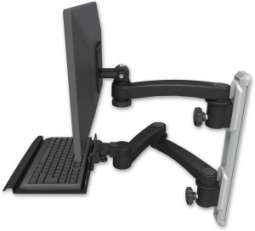 ICW EV65-T19D-KU12-A3-WB LCD mount, 19" Track, two arms, a 12" KB, 11" arm, 20" two arms, Black