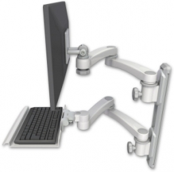 ICW EV65-T19D-KU12-A4-MW LCD mount, 19" Track, two arms, a 12" KB, two 20" two arms, White