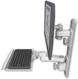 ICW EV65-T19D-KU12-AS1-MW LCD mount, 19" Track, two arms, a 12" KB, 6" arm, White