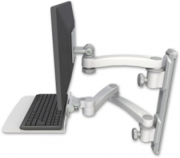 ICW EV65-T19D-KU12F-A3-MW LCD mount, 19" Track, two arms, a 12" KB, 11" arm, 20" two arms, White