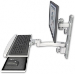 ICW EV65-T19D-KUB-A1-MW LCD mount, 19" Track, two arms, a bent KB, 11" arm, White