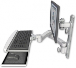 ICW EV65-T19D-KUB-A2-MW LCD mount, 19" Track, two arms, a bent KB, 20" two arms, White