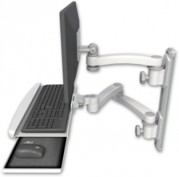 ICW EV65-T19D-KUB-A3-MW LCD mount, 19" Track, two arms, a bent KB, 20" two arms, White