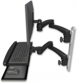 ICW EV65-T19D-KUB-A4-WB LCD mount, 19" Track, two arms, a bent KB, two 20" two armss, Black