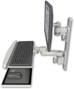 ICW EV65-T19D-KUB-AS1-QG LCD mount, 19" Track, two arms, a bent KB, 6" arm, Gray