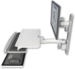 ICW EV65-T19D-KUS-A1-MW LCD mount, 19" Track, two arms, work surface, KB, 11" arm, White