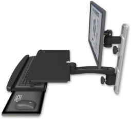 ICW EV65-T19D-KUS-A1-WB LCD mount, 19" Track, two arms, work surface, KB, 11" arm, Black