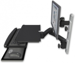 ICW EV65-T19D-KUS-A2-WB LCD mount, 19" Track, two arms, work surface, KB, 20" two arms, Black