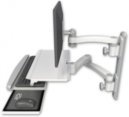 ICW EV65-T19D-KUS-A3-MW LCD mount, 19" Track, two arms, work surface, KB, 11" arm, 20" two arms, Whi