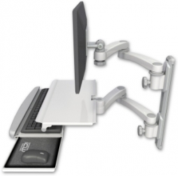 ICW EV65-T19D-KUS-A4-MW LCD mount, 19" Track, two arms, work surface, KB, two 20" two arms, White