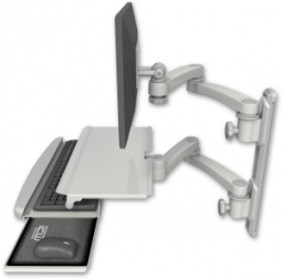 ICW EV65-T19D-KUS-A4-QG LCD mount, 19" Track, two arms, work surface, KB, two 20" two armss, Gray