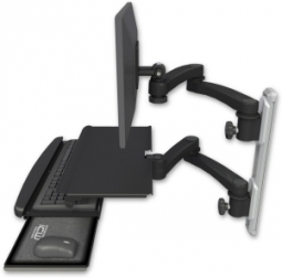 ICW EV65-T19D-KUS-A4-WB LCD mount, 19" Track, two arms, work surface, KB, two 20" two armss, Black