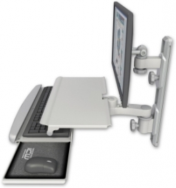 ICW EV65-T19D-KUS-AS1-QG LCD mount, 19" Track, two arms, work surface, KB, 6" arm, Gray