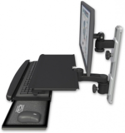 ICW EV65-T19D-KUS-AS1-WB LCD mount, 19" Track, two arms, work surface, KB, 6" arm, Black