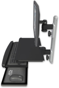 ICW EV65-T19D-KUS-WB LCD mount, 19" Track, two arms, work surface tray and slide-out KB, Black