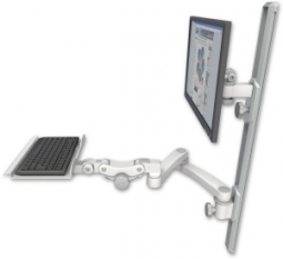 ICW EV65-T36D-KP12-A2-MW LCD mount, 36" Track, two arms, a 12" KB, 20" two arms, White