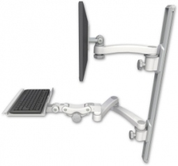 ICW EV65-T36D-KP12-A3-MW LCD mount, 36" Track, two arms, a 12" KB, 11" arm, 20" two arms, White