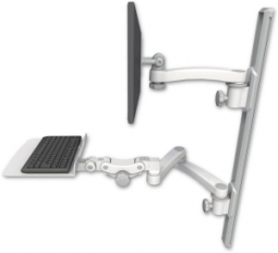 ICW EV65-T36D-KP12F-A3-MW LCD mount, 36" Track, two arms, a 12" KB, 11" arm, 20" two arms, White