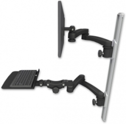 ICW EV65-T36D-KP12F-A4-WB LCD mount, 36" Track, two arms, a 12" KB, two 20" two armss, Black