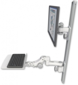 ICW EV65-T36D-KP12F-AS1-MW LCD mount, 36" Track, two arms, a 12" KB, 6" arm, White