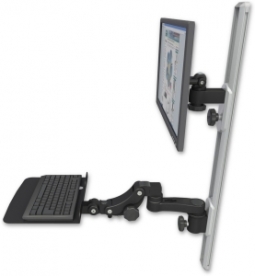 ICW EV65-T36D-KP12F-AS1-WB LCD mount, 36" Track, two arms, a 12" KB, 6" arm, Black