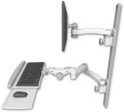 ICW EV65-T36D-KPP-A3-MW LCD mount, 36" Track, two arms, HDPE KB, 11" arm, 20" two arms, White