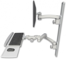 ICW EV65-T36D-KPP-A3-QG LCD mount, 36" Track, two arms, HDPE KB, 11" arm, 20" two arms, Gray