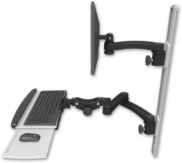 ICW EV65-T36D-KPP-A3-WB LCD mount, 36" Track, two arms, HDPE KB, 11" arm, 20" two arms, Black