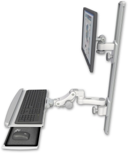ICW EV65-T36D-KPP-AS1-MW LCD mount, 36" Track, two arms, HDPE KB, 6" arm, White