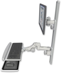 ICW EV65-T36D-KPP-AS1-QG LCD mount, 36" Track, two arms, HDPE KB, 6" arm, Gray