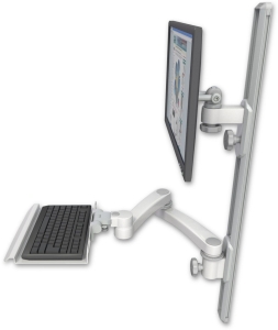 ICW EV65-T36D-KU12-A2-MW LCD mount, 36" Track, two arms, a 12" KB, 20" two arms, White