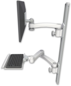 ICW EV65-T36D-KU12-A3-MW LCD mount, 36" Track, two arms, a 12" KB, 11" arm, 20" two arms, White
