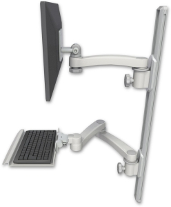 ICW EV65-T36D-KU12-A3-QG LCD mount, 36" Track, two arms, a 12" KB, 11" arm, 20" two arms, Gray