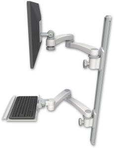 ICW EV65-T36D-KU12-A4-MW LCD mount, 36" Track, two arms, a 12" KB, two 20" two arms, White