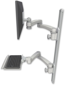 ICW EV65-T36D-KU12-A4-QG LCD mount, 36" Track, two arms, a 12" KB, two 20" two armss, Gray