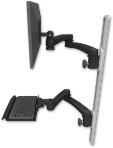 ICW EV65-T36D-KU12-A4-WB LCD mount, 36" Track, two arms, a 12" KB, two 20" two armss, Black