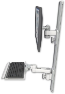 ICW EV65-T36D-KU12-AS1-MW LCD mount, 36" Track, two arms, a 12" KB, 6" arm, White